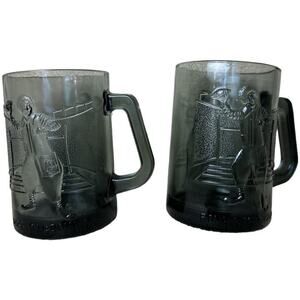 Ronald Mcdonald Playing Football Grey Clear Glass Mug  4.5"X 3"